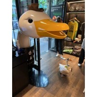 金華餐廳鐵鍋燉大鵝不銹鋼雕塑